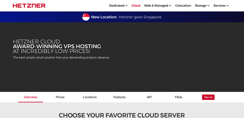 Hetzner Cloud Hosting Page