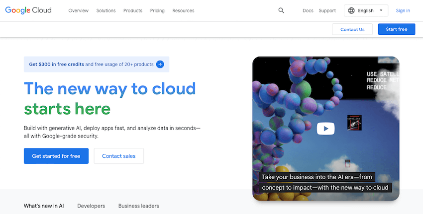 Google Cloud Home Page