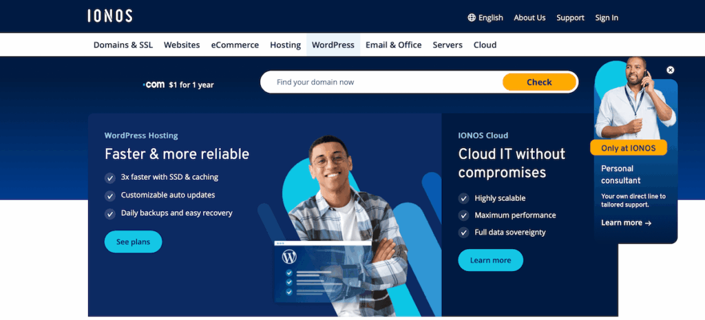 Ionos Website homepage screenshot