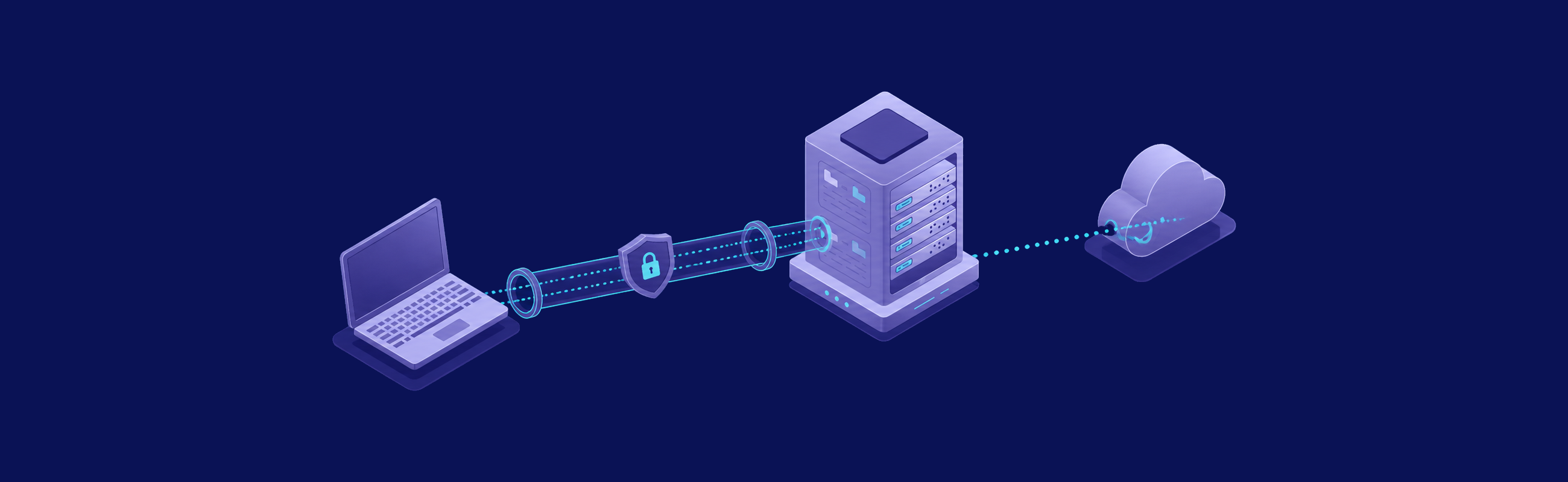 Client traffic passing through an encrypted tunnel to a VPS gateway and the internet