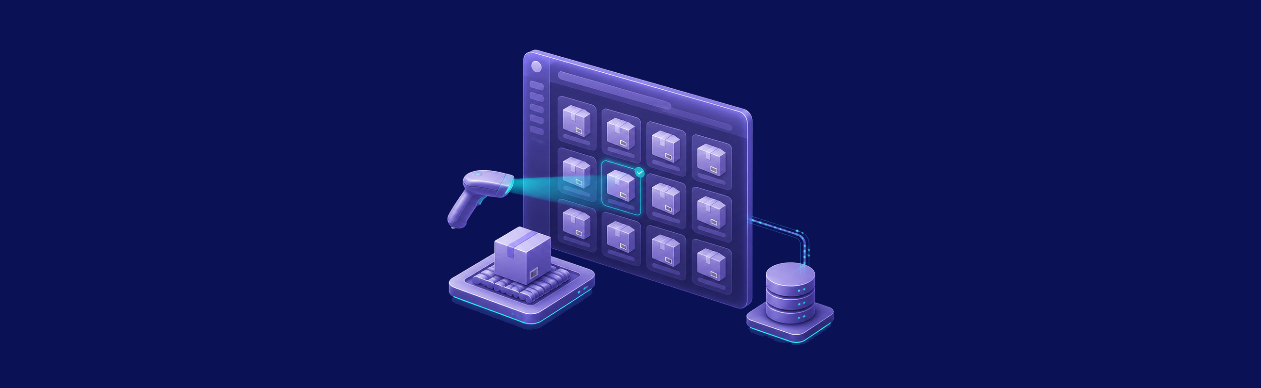 Inventory audit interface with package records, barcode scanning, and database synchronization