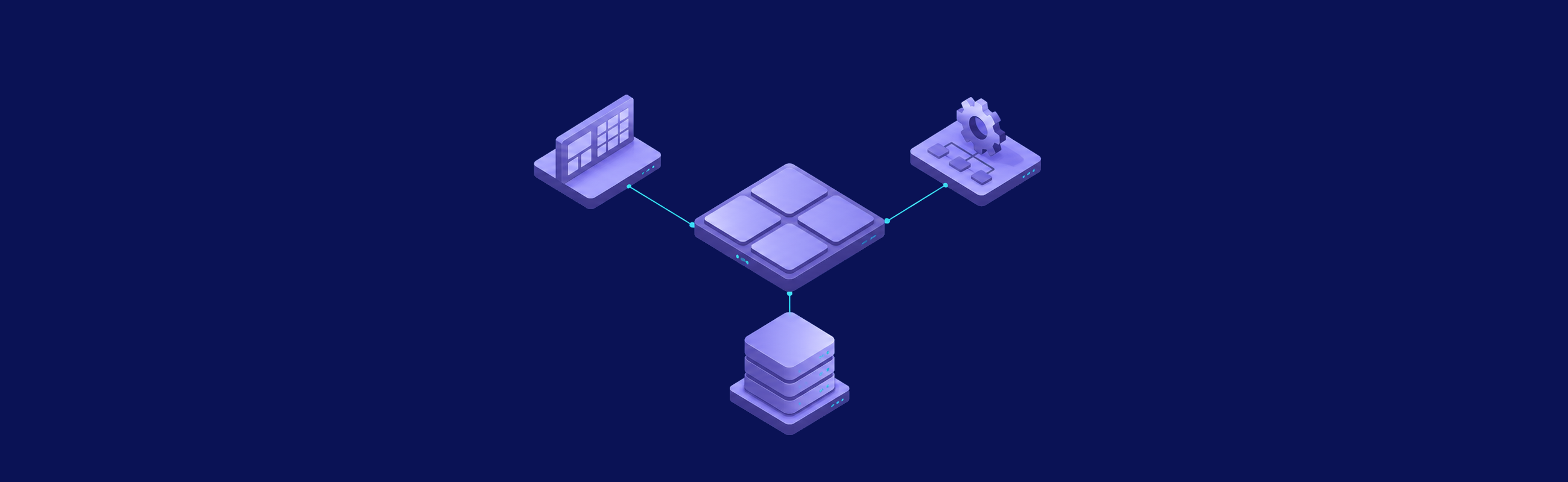 Visual application blueprint branching to three self-hosted application endpoints