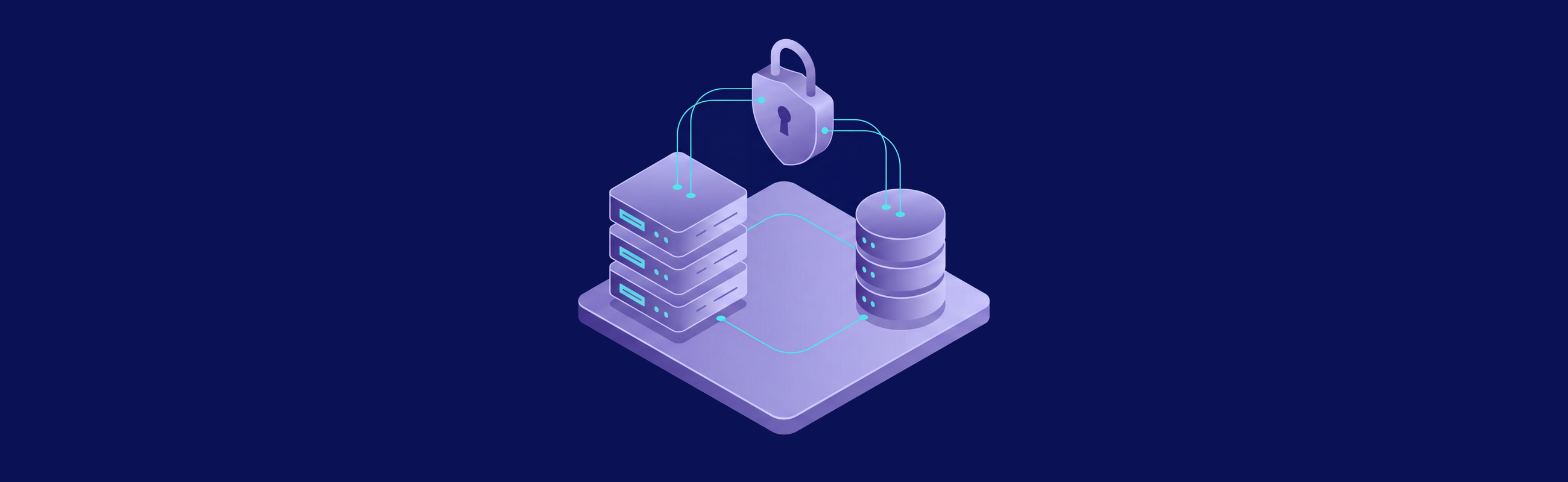 Padlock linking a server and database, illustrating the access controls you must maintain when self-hosting financial records