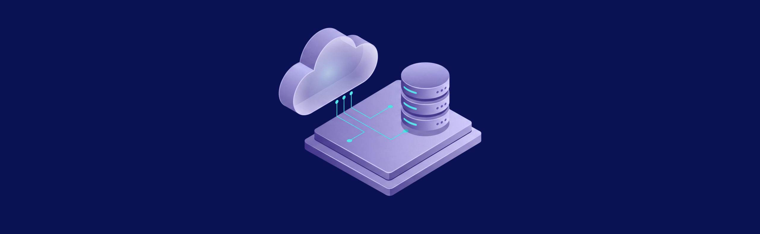 Isometric cloud and database illustrating infrastructure used to operate search on your own server