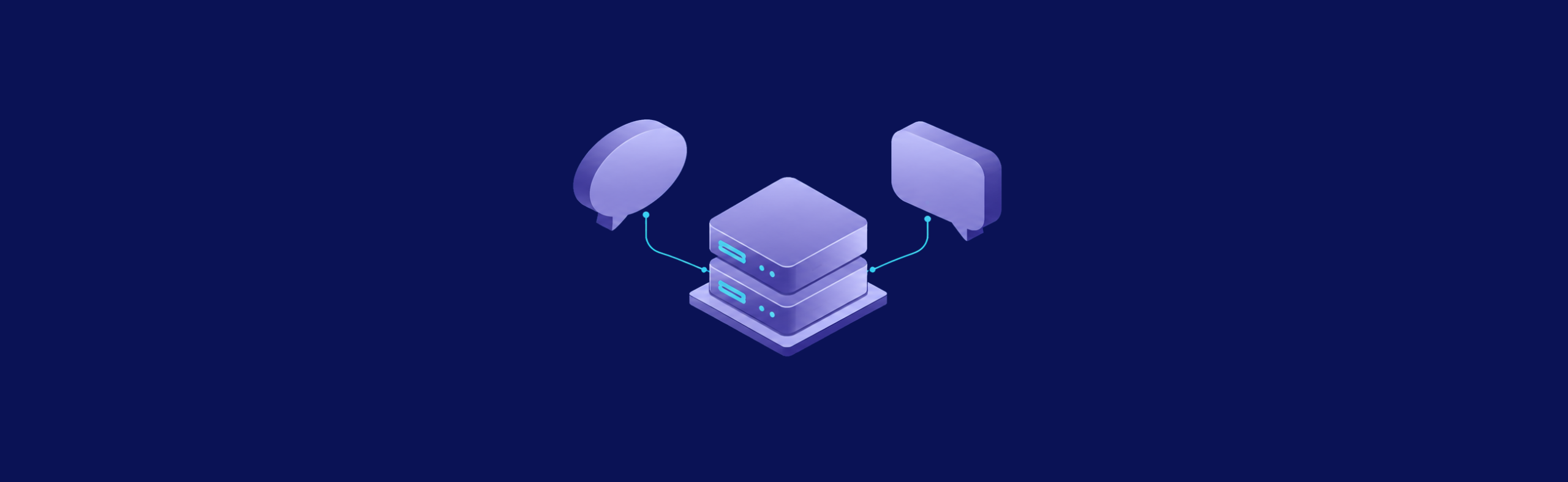 Two private conversation bubbles connected to a compact self-hosted server
