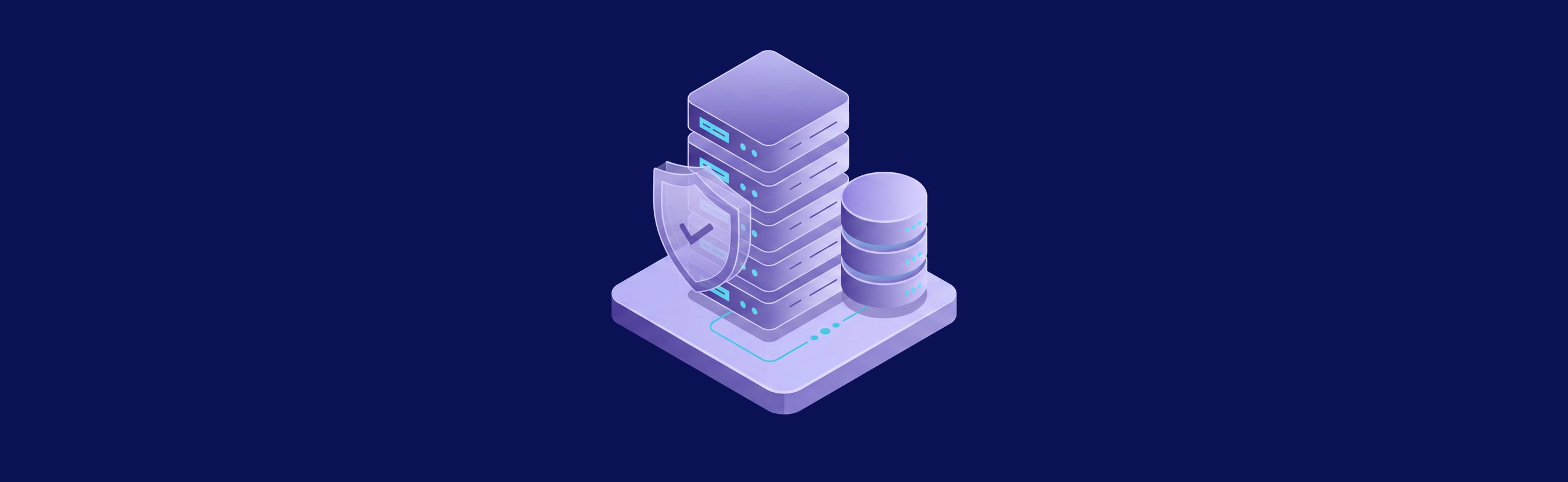 Server and database behind a shield, illustrating access control and recovery responsibilities for self-hosted search