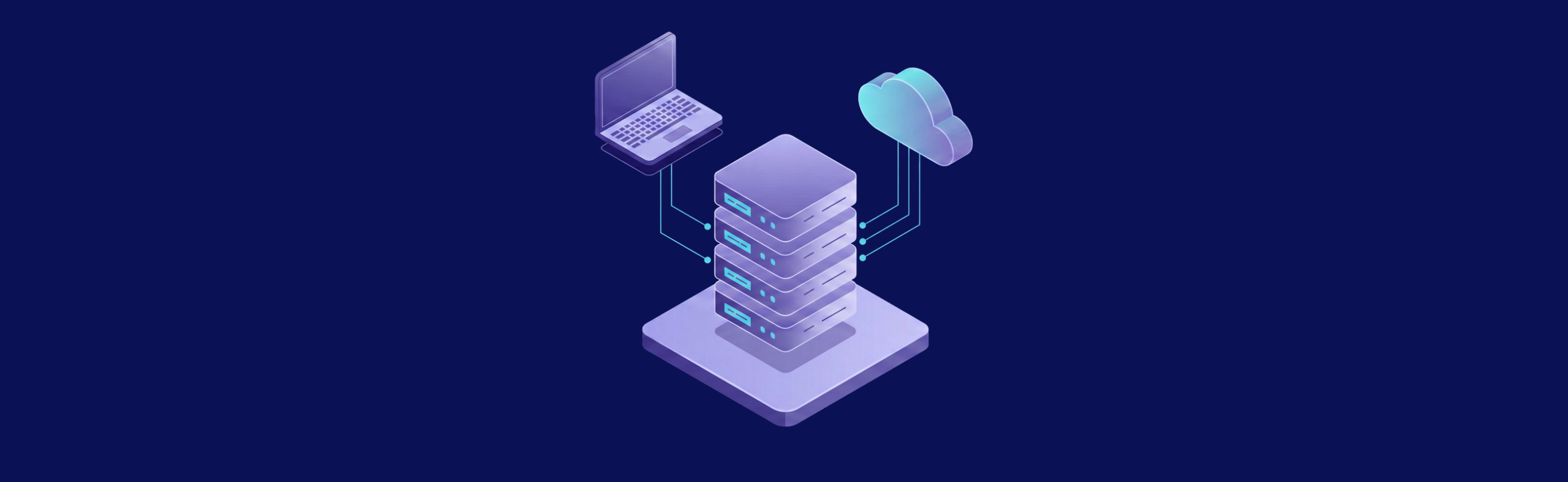 A laptop and cloud connected to a self-hosted server stack